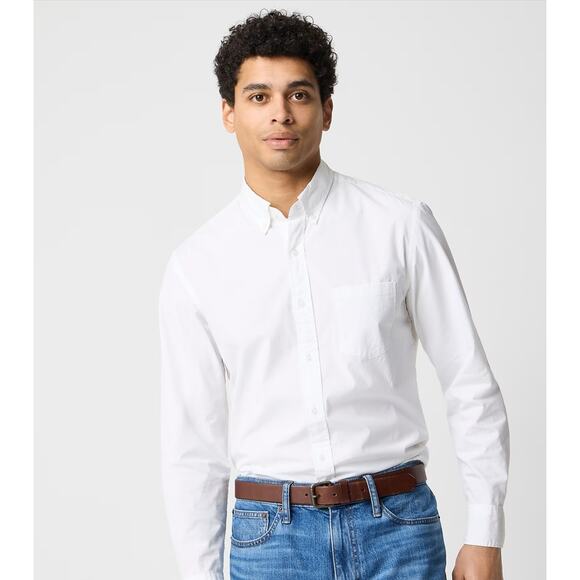 J.Crew Slim Untucked Flex Washed Casual Shirt SZ L White Long Sleeve Button Down - Picture 1 of 9